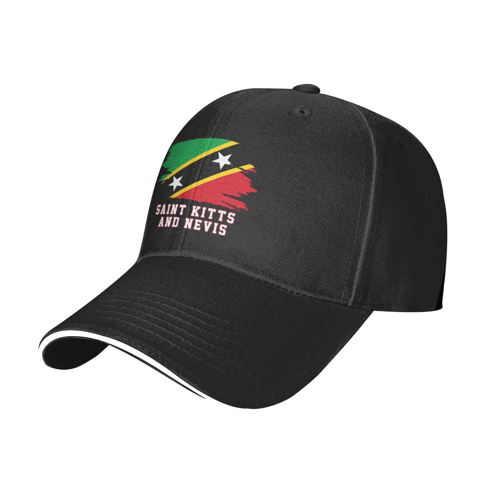 Saint Kitts and Nevis Flag Fans Mesh Baseball Cap Running Hat Travel Hats Outdoor Adjustable Summer Caps Black