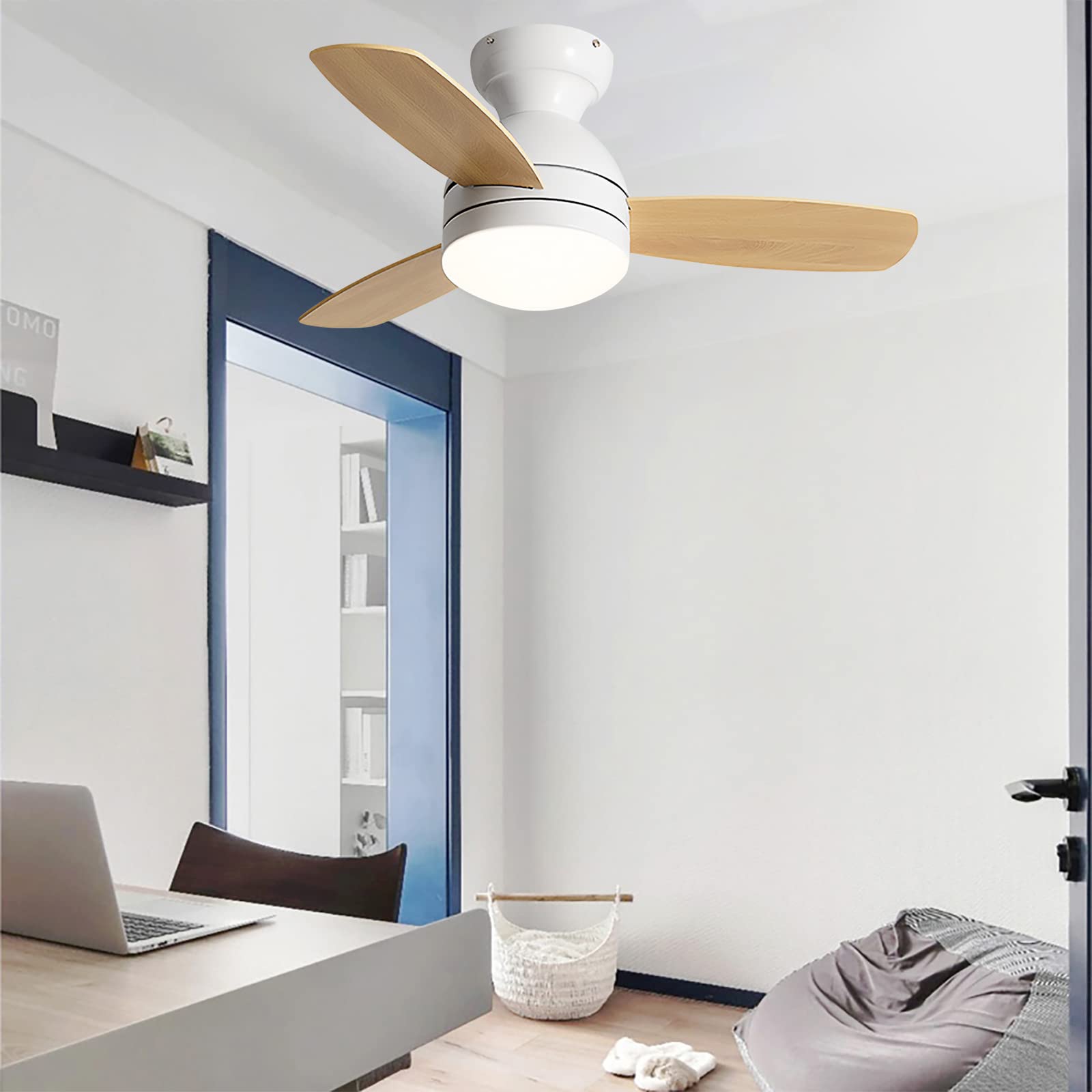 Ventilateur de plafond DC réversible gris moderne avec éclairage intégré - 8