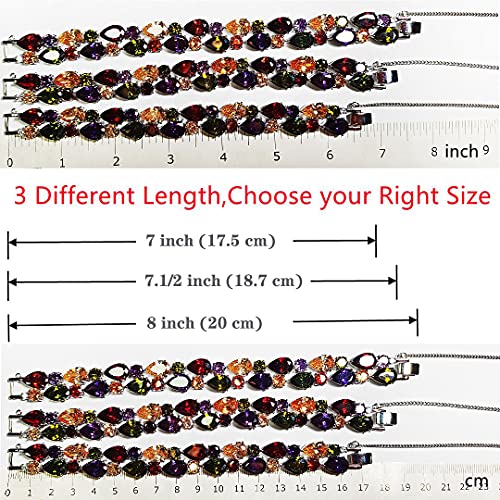 Classic Multi Gemstones Silver Sets, Amethyst Garnet Morganite Peridot (7.5 Inch Bracelets) #TOP3