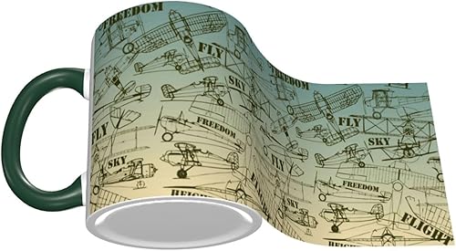 Miniatura 3 de Old Airplane Drawings - Taza de café de cerámica con asa, diseño de vuelo clásico, estilo vintage, tazas de té para café, tazas para beber, regalos