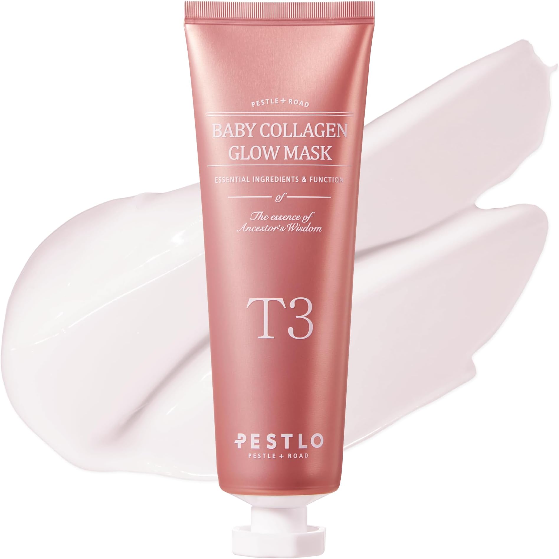 PESTLO Baby Collagen Glow Mask - Korean Peel Off Mask Skincare Infused with Reallagen/T3 Vegan Collagen, Aginon, Volufiline, for Elasticity, Firmness, Glow Skin, and Optional Overnight Use, 2.36 fl.oz