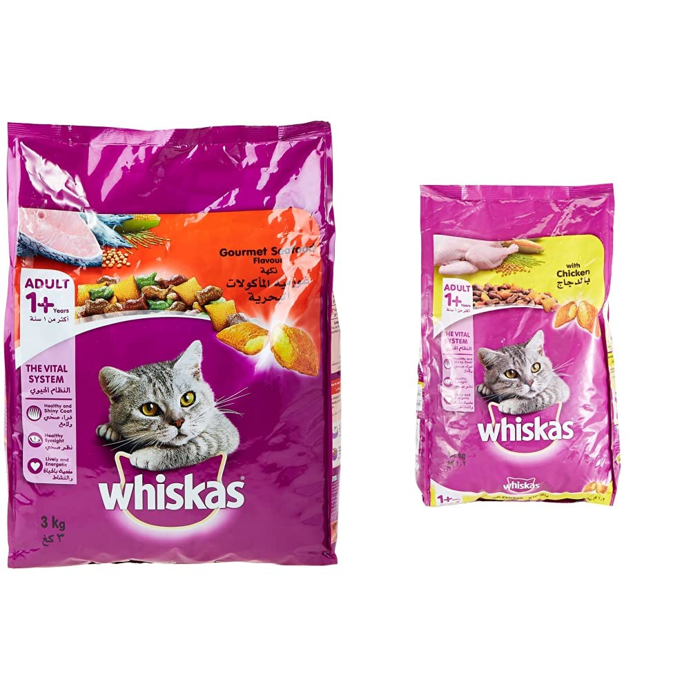 WhiskasGourmet Seafood Dry Food Adult 1+ years 3kg & Whiskas® Chicken, Dry Food Adult 1+ years 1.2kg