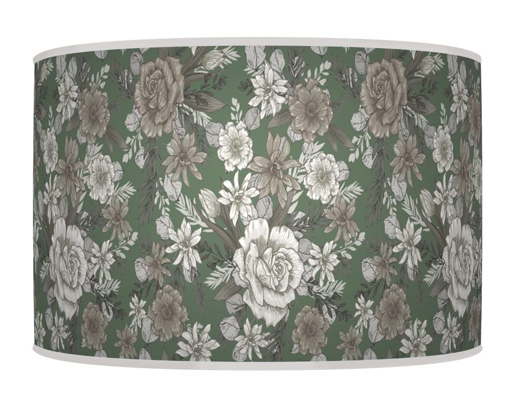 New Floral Lampshade Sage Green Grey Ceiling Light Drum Handmade Lamp Shade Floor Table or Ceiling Pendant Light Shade dz195 (45cm(18")