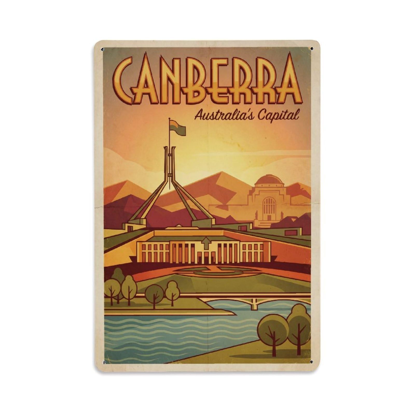 Metal Tin Sign Vintage Travel Australia Canberra