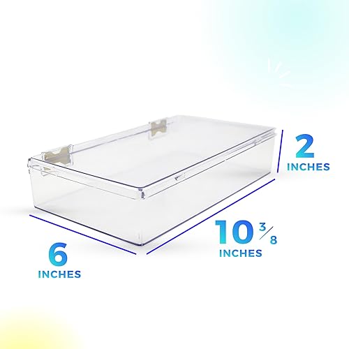 Miniatura 4 de 1 Clear Hard Plastic Box with Hinged Lid , 10 38" L x 6" W x 2" H, Plastic Display Case and Keepsake Storage Box, Made in USA by Gary Plastic