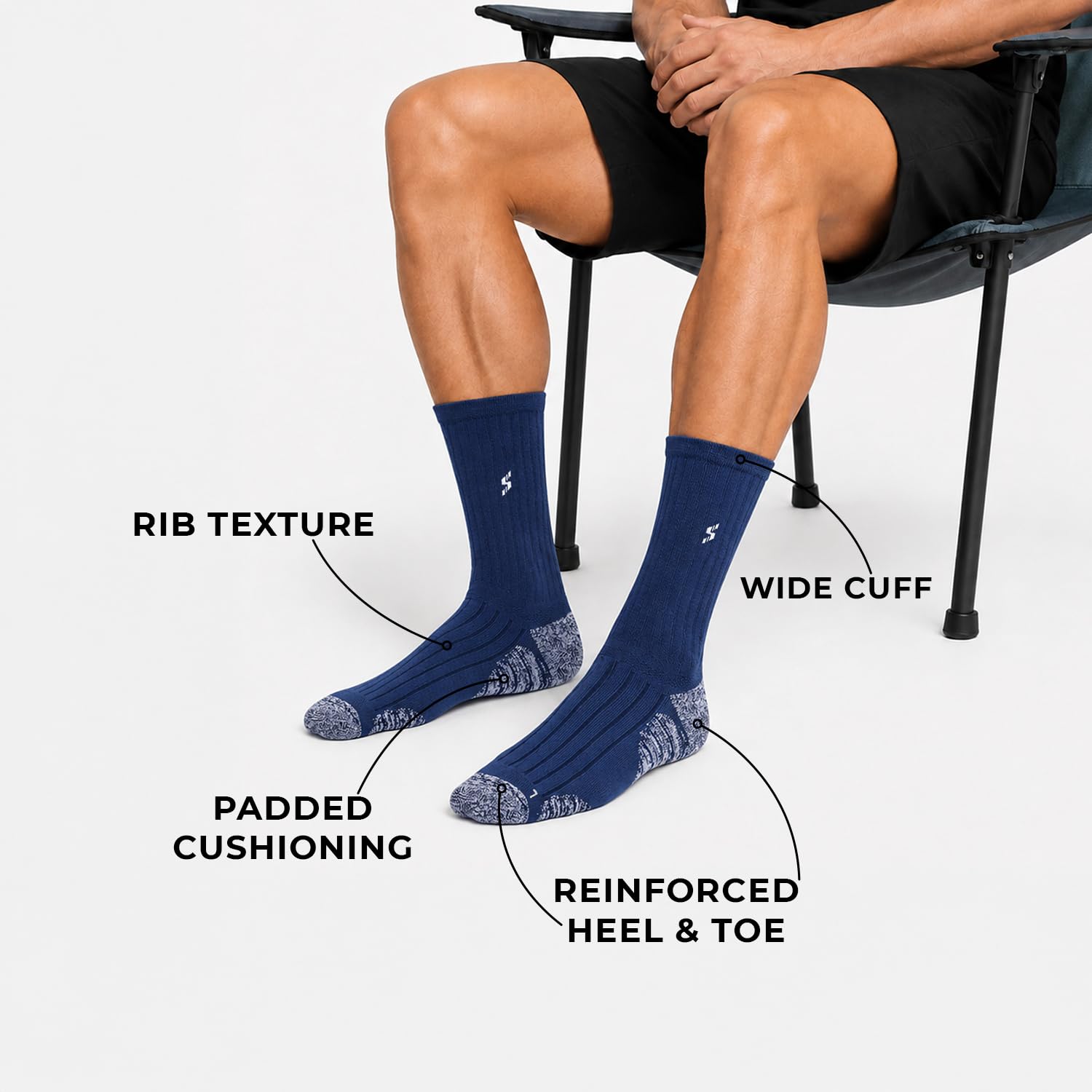 Supersox Calf Length Sports Socks for Man | Cotton Rich Breathable Fabric | Moisture Absorbant & Odour Resistant | Thick Cushioned Sole for Comfort | Running, Gym & Sports Wear | Pack of 3 3
