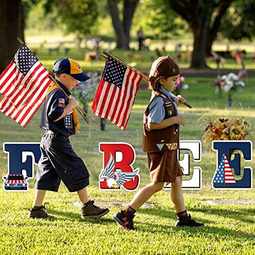 Bloomwin Memorial Day Yard Sign, 9Pcs Brave And Free 4Th Of July Decorations Outdoor Party Patriotic Yard Decor Waterproof Lawn Letters With Stakes, Independence Day Decorations Outdoor #TOP2