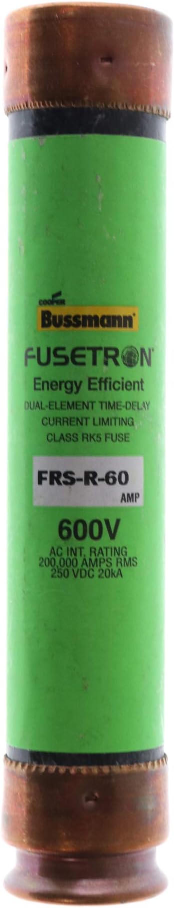 Bussmann FRS-R-60 60 Amp Fusetron Dual Element Time-Delay Current Limiting Class RK5 Fuse, 600V UL Listed