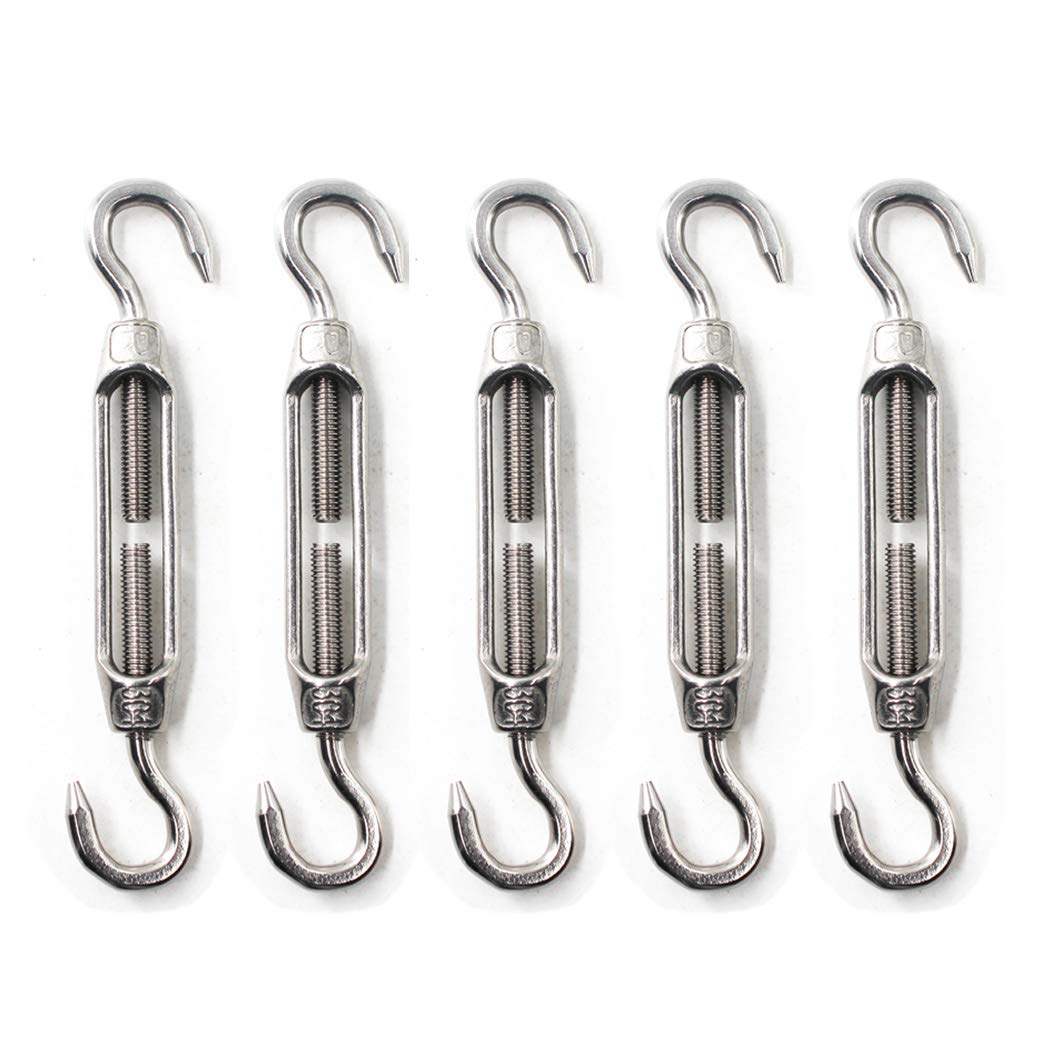 Flomore M6 Turnbuckle 304 Stainless Steel Turnbuckle Hook And Hook Turnbuckle Wire Rope Tension Pack Of 5