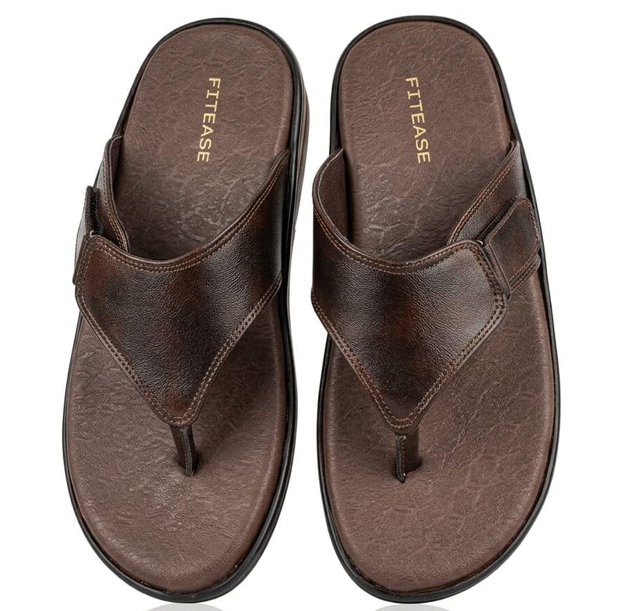 EASE FIT Men’s Premium Comfort Chappal | Soft Memory Foam Insole with Leather Finish for Enhanced Heel Comfort | Lightweight Slip-On for Enhanced Heel Comfort | Lightweight Slip-On for Office, Daily & Casual Wear | Durable Anti-Slip Sole | 2337-image-36