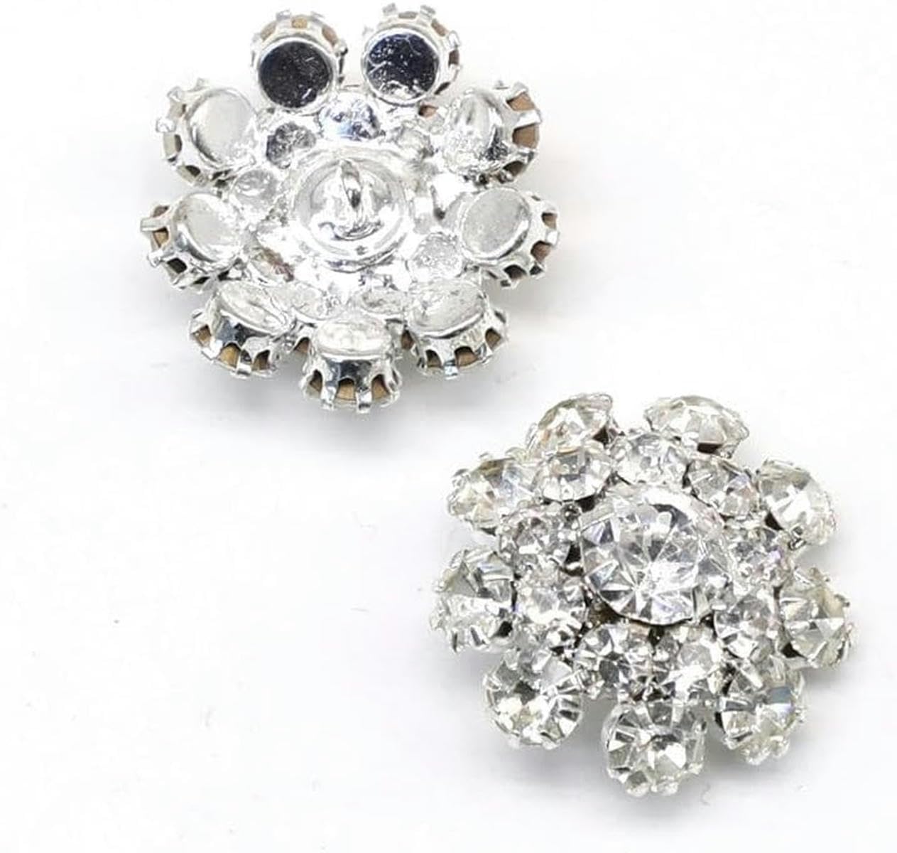 20MM 20PCS Botón de vástago de metal Botones de diamantes de imitación de girasol para coser Botón de vástago de diamantes de imitación Botones de diamantes de imitación de perlas para ropa abrigo-Ne