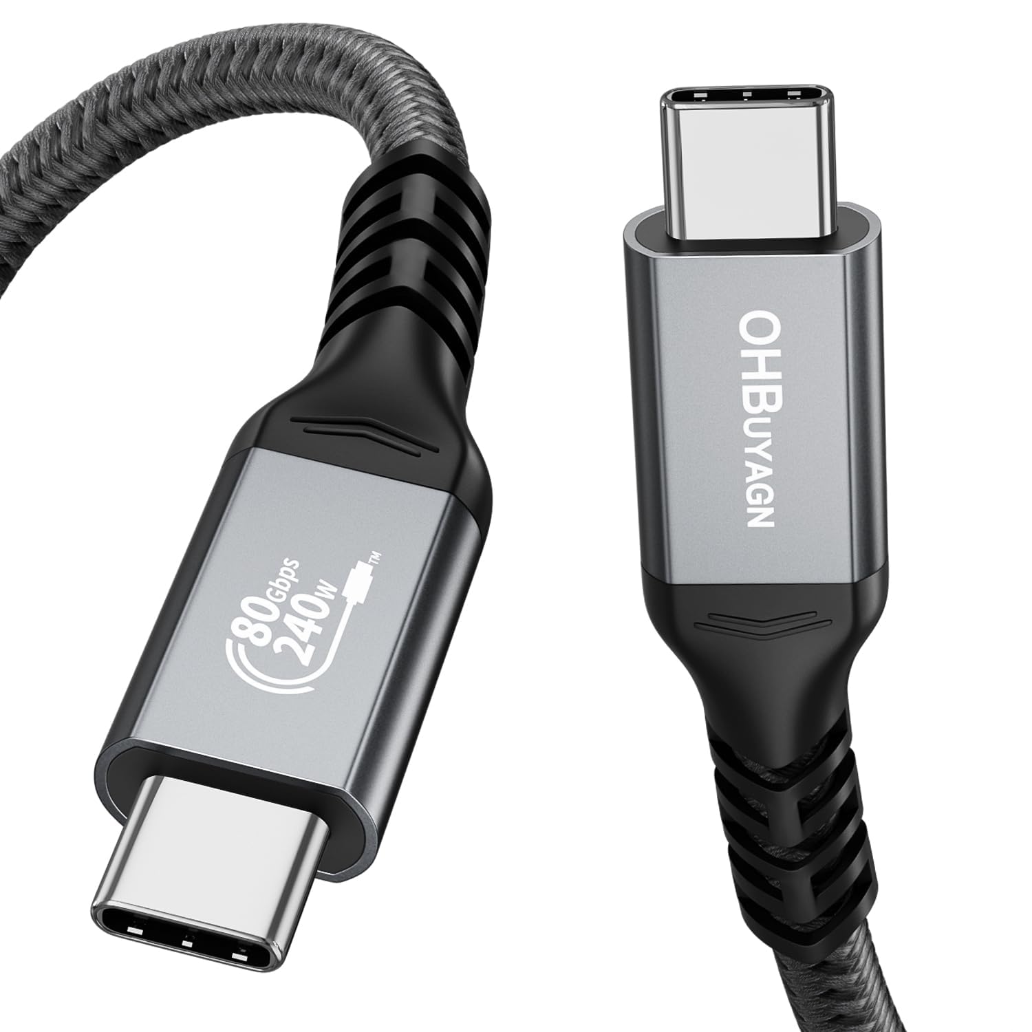 OHBUYAGN 80Gbps USB 4 V2.0 Kompatibel mit Thunderbolt 5,USB C Thunderbolt,240W Schnellladekabel Unterstützt 16K@60Hz 8K@60Hz 4K@240Hz Displays für Thunderbolt 4/3,Laptop,USB4,SSD