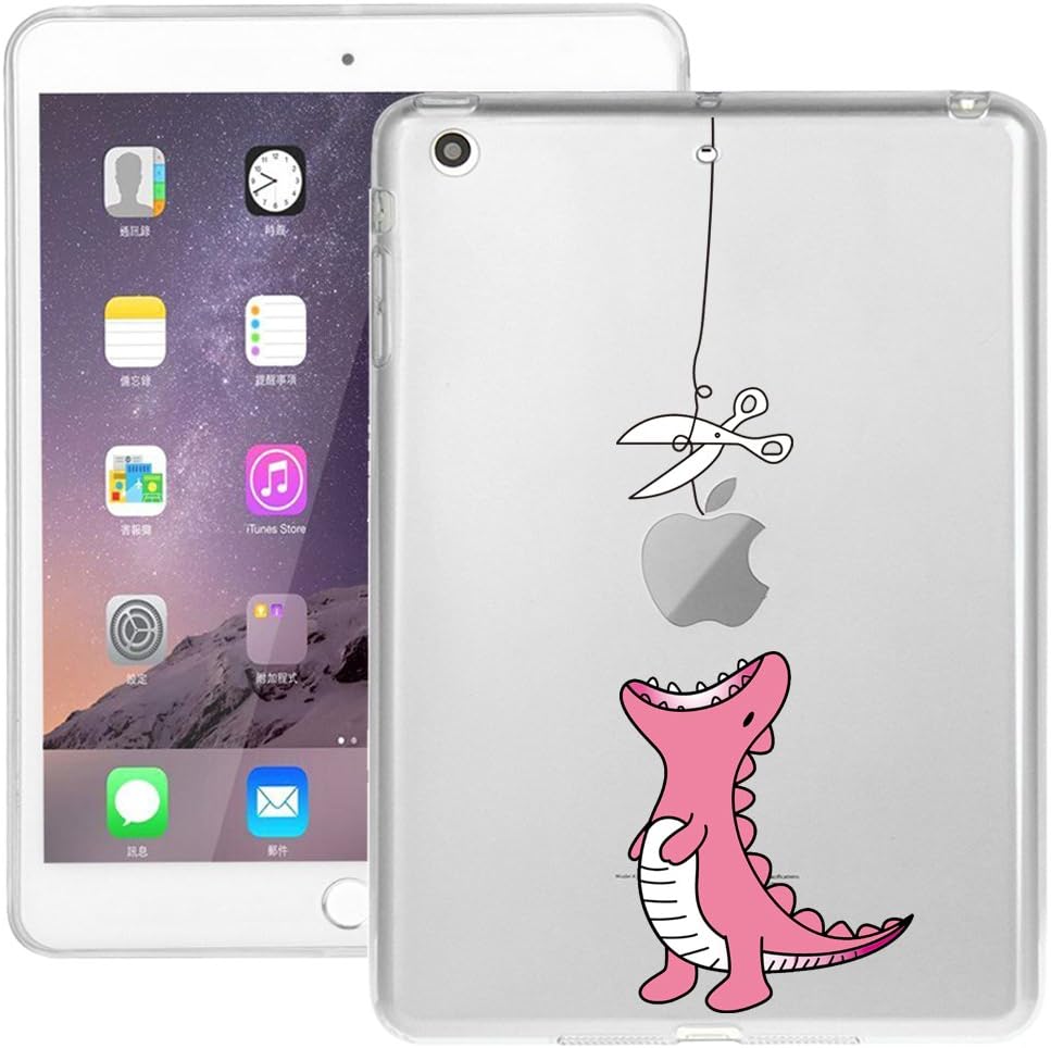 iPad Mini Case, iPad Mini 2/3 Case, Doramifer Funny Series Protective Case [Anti-Slip] [Good Grip] [Ultra Thin] with Aesthetic 3D Print Soft Back Cover for iPad Mini 3/2/1 (Pink Dinosaur)