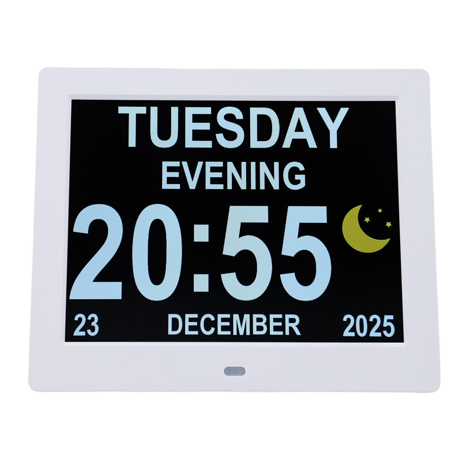 Reloj Digital de 8 Pulgadas con Múltiples Alarmas y Reproducción Multimedia para Personas Mayores, Estudiantes y Familias