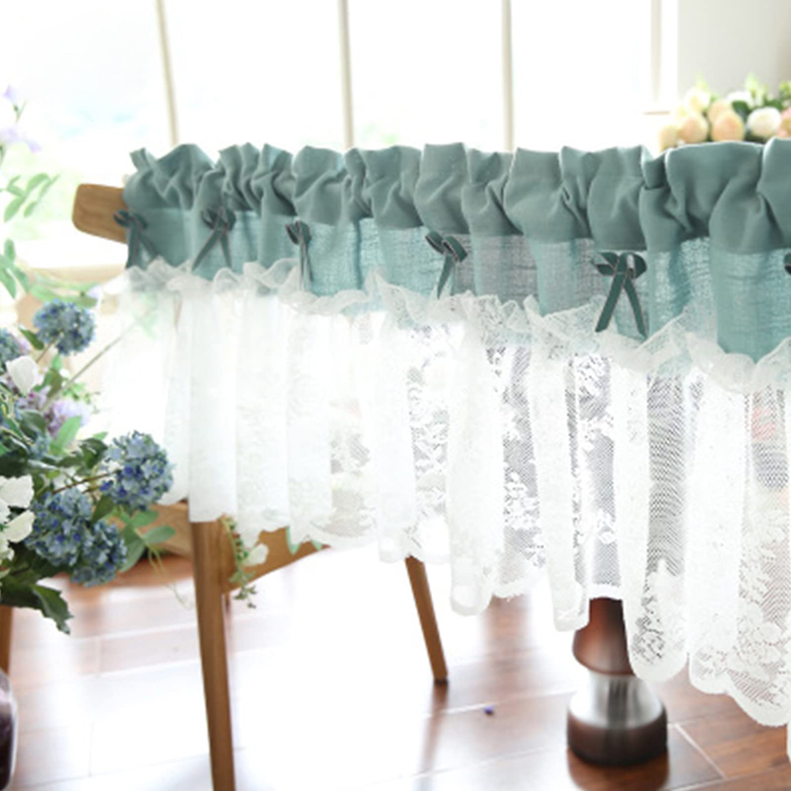 Visillos de cocina translúcidos con encaje elegante y diseño rústico de ventana corta
