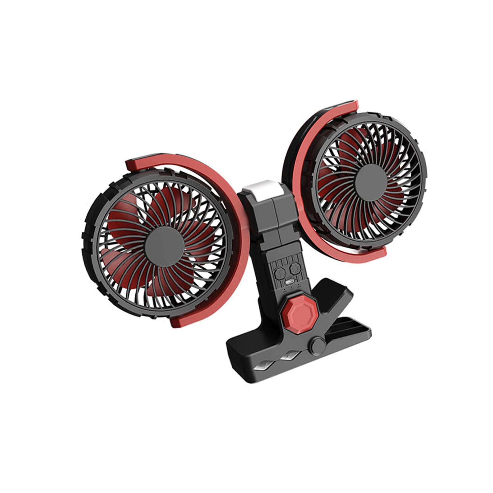 carotoe Portable Double Head Cooling Fan with Light USB Rechargeable Fan 4000mAh Desk for Bedroom Home Camping 3 Speed Quiet Brushless Motor Desk