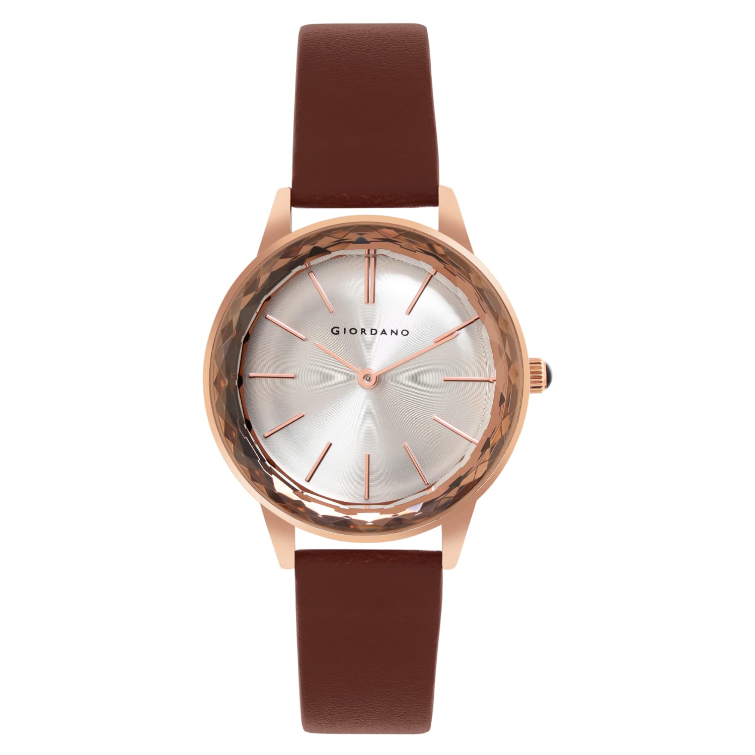 Giordano Analogue Watch for Women with Silver Dial and Brown Leather Strap Ladies Wrist Watch GZ-60022-01 (B09XMJWSD9) Amazon Price History, Amazon Price Tracker