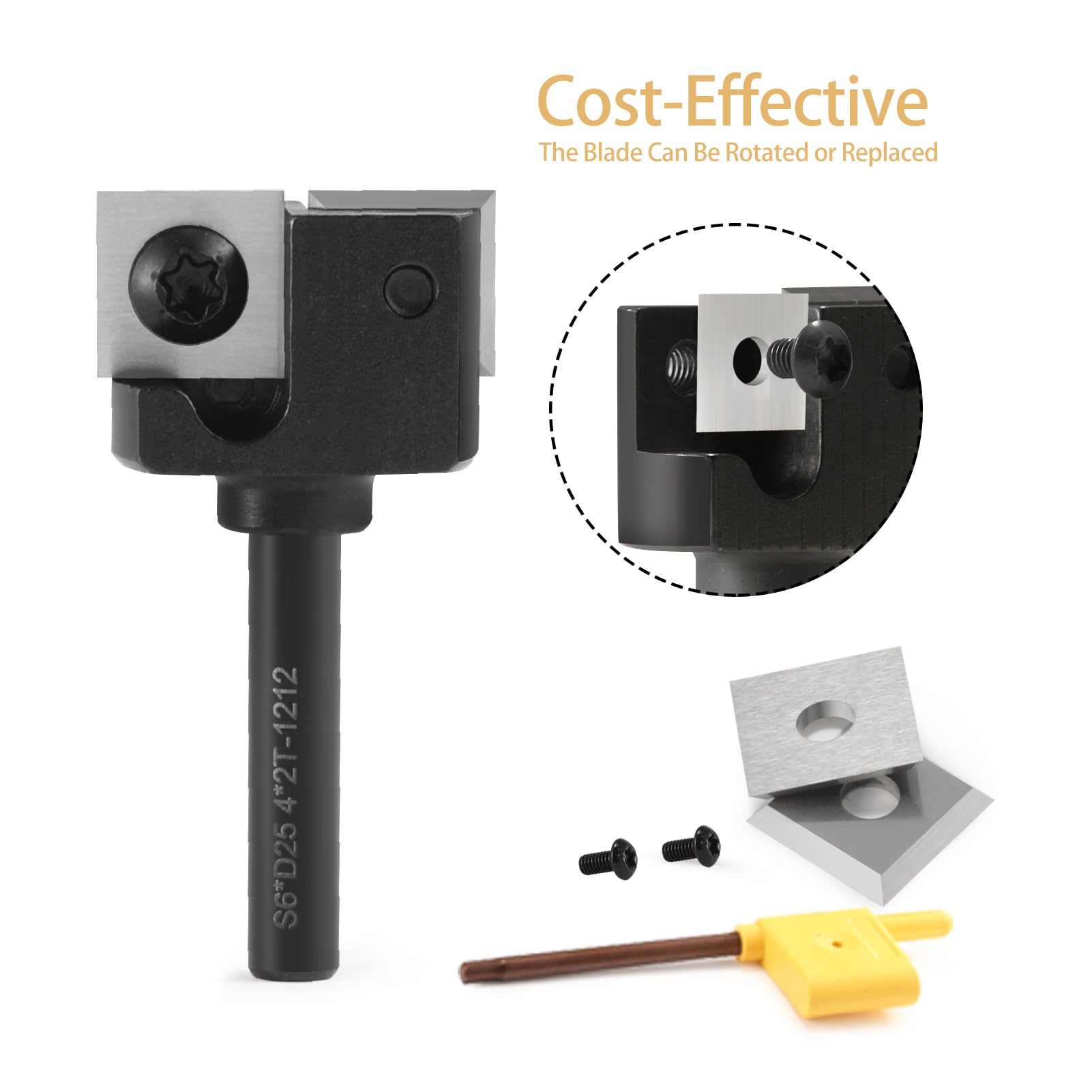 Fresa Per Piallatura 6 Mm Con Lama In Metallo Duro - Diametro 25,4 Mm, 4 Lati Usabili, Per Legno E PVC - Foto 5