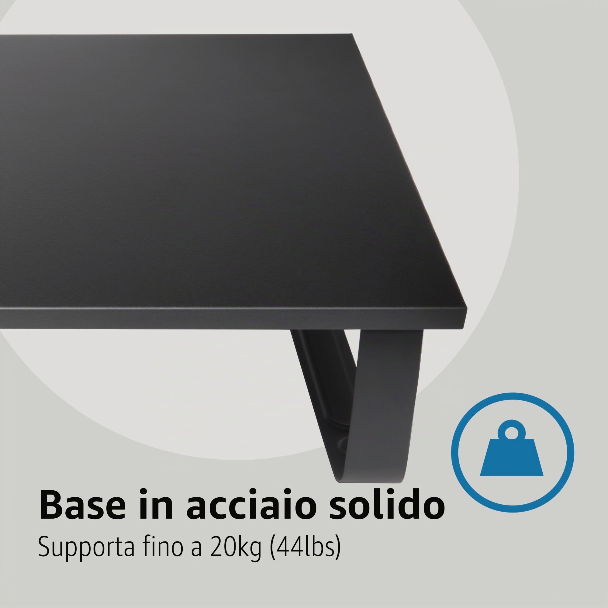 Kensington Supporto per monitor extra largo, rialzo ergonomico in metallo per monitor da scrivania, fino a 32 pollici e 20 kg, per PC, schermi, iMac, laptop, stampanti (60 x 12 x 26 cm) K55726EU Nero