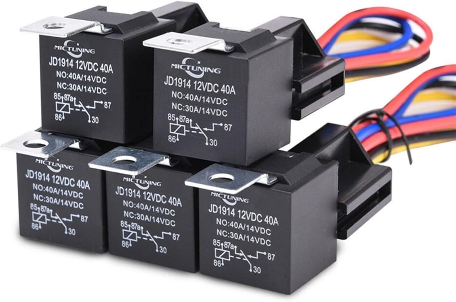 HYCYYFC Relay 4 5 pin DC12 V/24 V Waterproof Car Relay 40A Harness Heavy Duty
