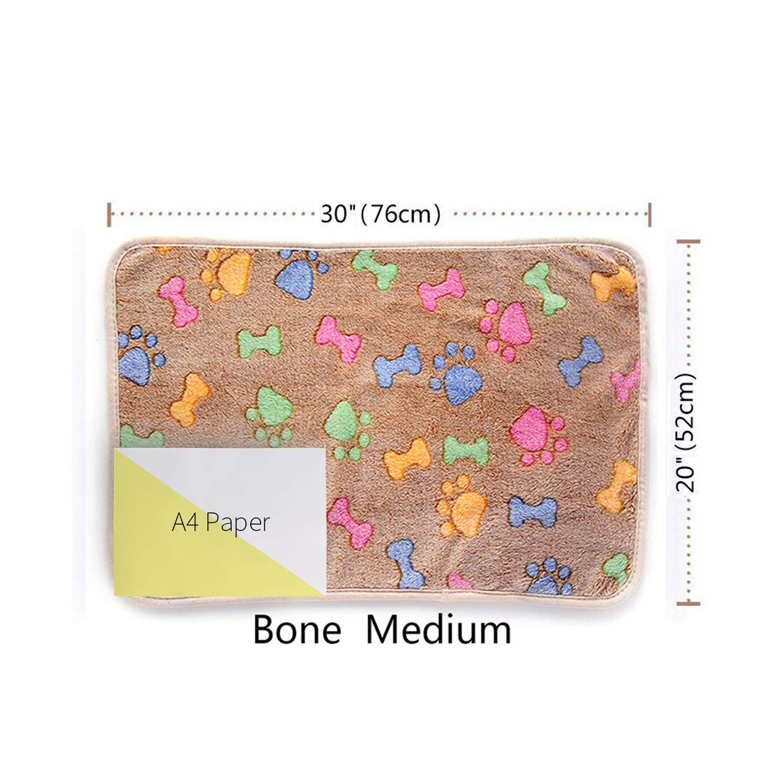 luciphia 3 Pezzi Coperta per Cane/Gatto Lavabile Soffice Durevole, Morbida e Calda Flanella,Osso,Medium (76 * 52cm)