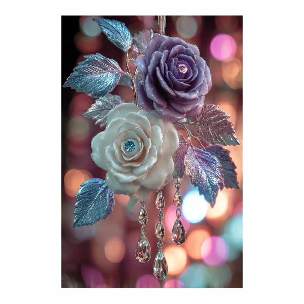 Hoqiu Multicolor Flower Posters Crystal Ros Decor Modern Canvas Wall Art, Decorative Paintings, Canvas Painting Wall Art For Home Decor.(Multicolor)-80X120cm Unframed