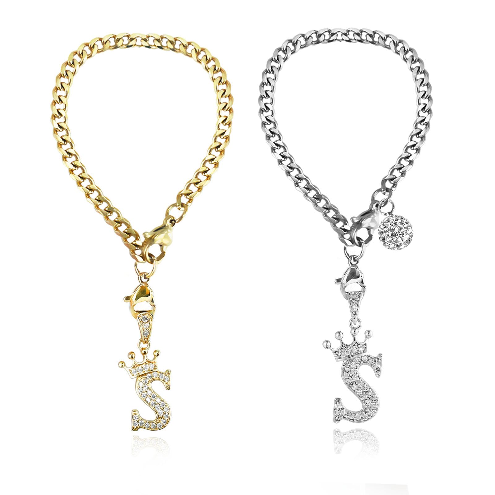 Cup Charms for Stanley Handle- Crown Letter Charms Accessories for Stanley Handle 40 Oz Tumblers Gold Initial Keychain Water Bottle Cup with Diamond Glitter Jewelry Personalized Decorations