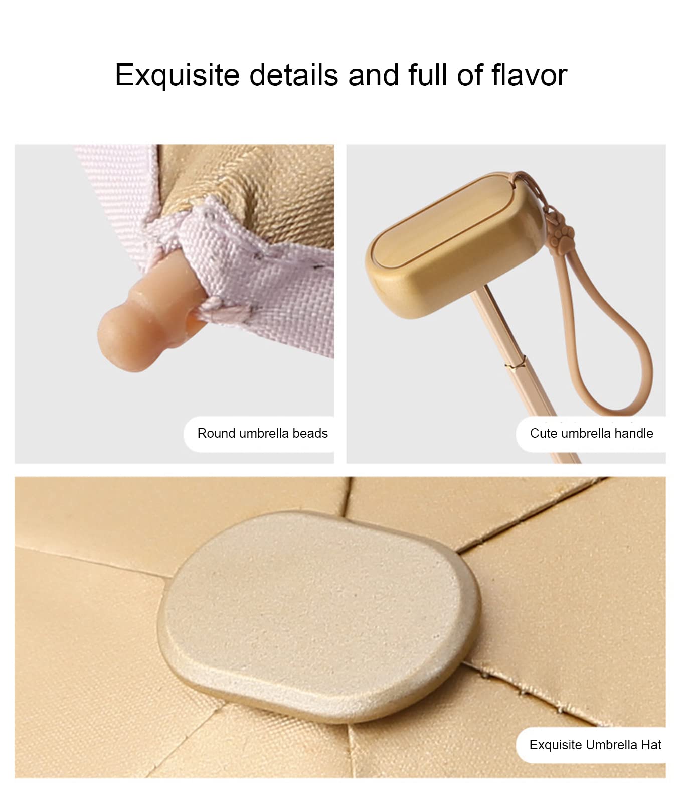 Parapluies, Mini Parapluie, Or Titane Anti-UV(Beige)