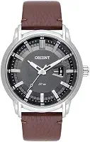 Relógio ORIENT masculino prata preto couro MBSC1039 G1NX