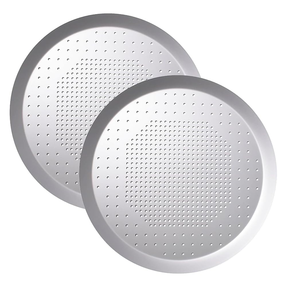 CTRLZS Set of 2 Round Pizza Baking Trays, Diameter 25.5 Cm, with Anodised Non-Stick Coating, 1.5 cm Height, Pizz Oven Tray