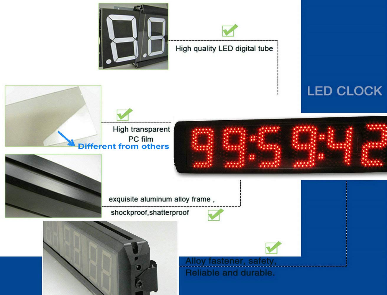 GAN XIN Portable 5'' High 6 Digits LED Race Clock with Tripod for