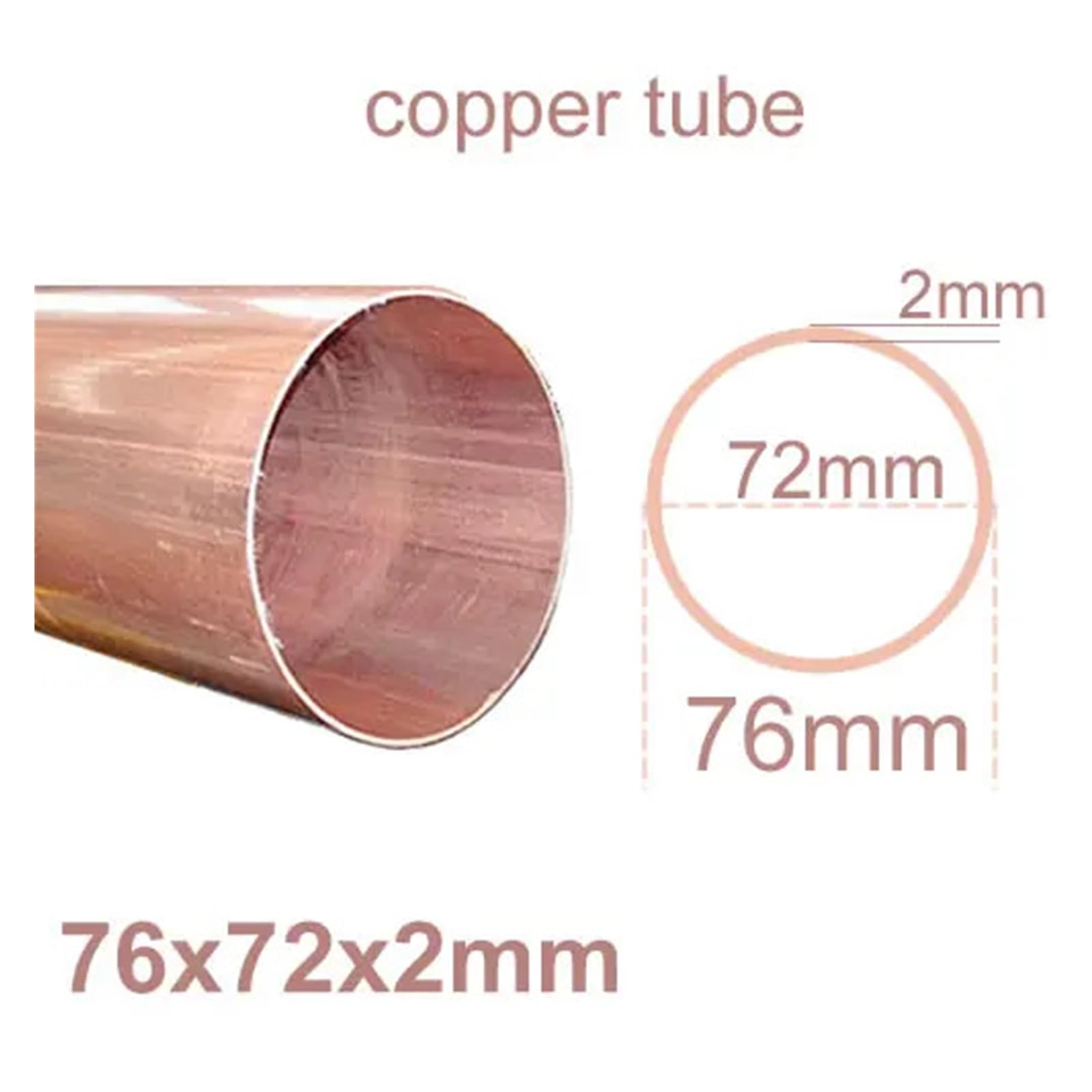 1 Tubo De Cobre T2 | Apto for intercambio de calor y tuberías industriales.(OD76 ID72)