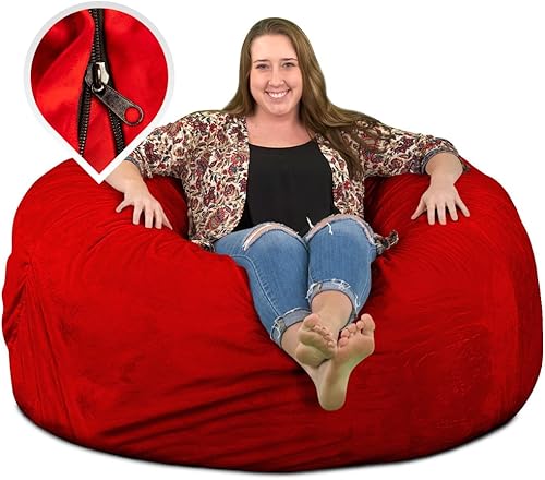 ULTIMATE SACK 5000 (5 pies) Funda para silla puff en varios colores solo funda (5000, ante rojo)