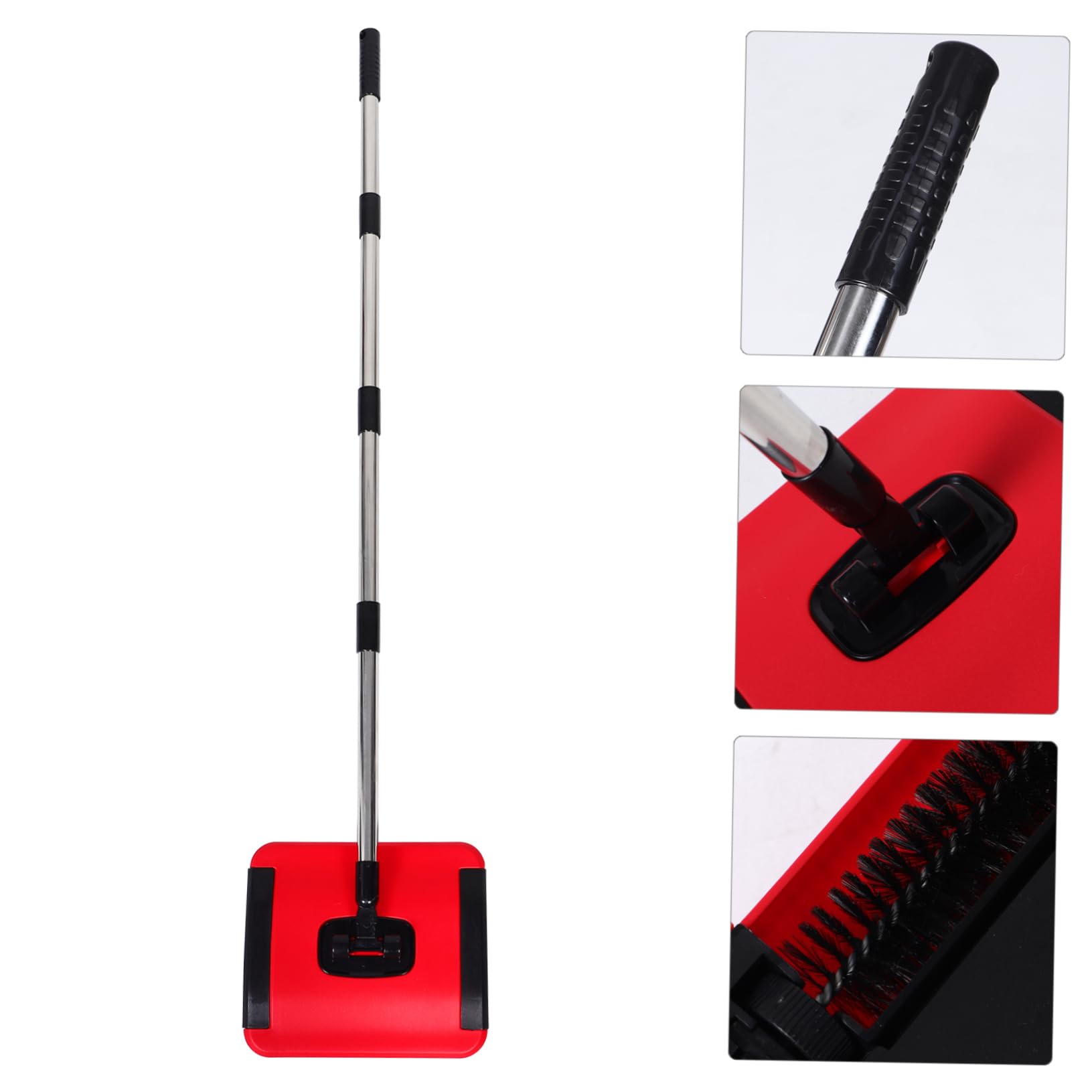 Balayeuse de Sol Manuelle Matériau Pp et Acier Inoxydable Nettoyage Polyvalent avec Brosses Rotatives pour Tapis et Moquette Maison et Poils D'animaux