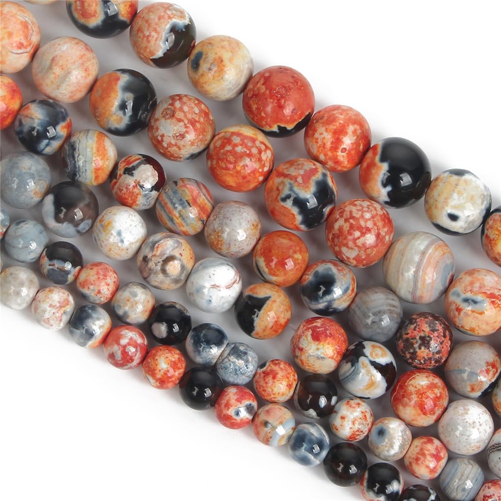 Agates de feu orange en perles rondes en vrac pour créer un bracelet
