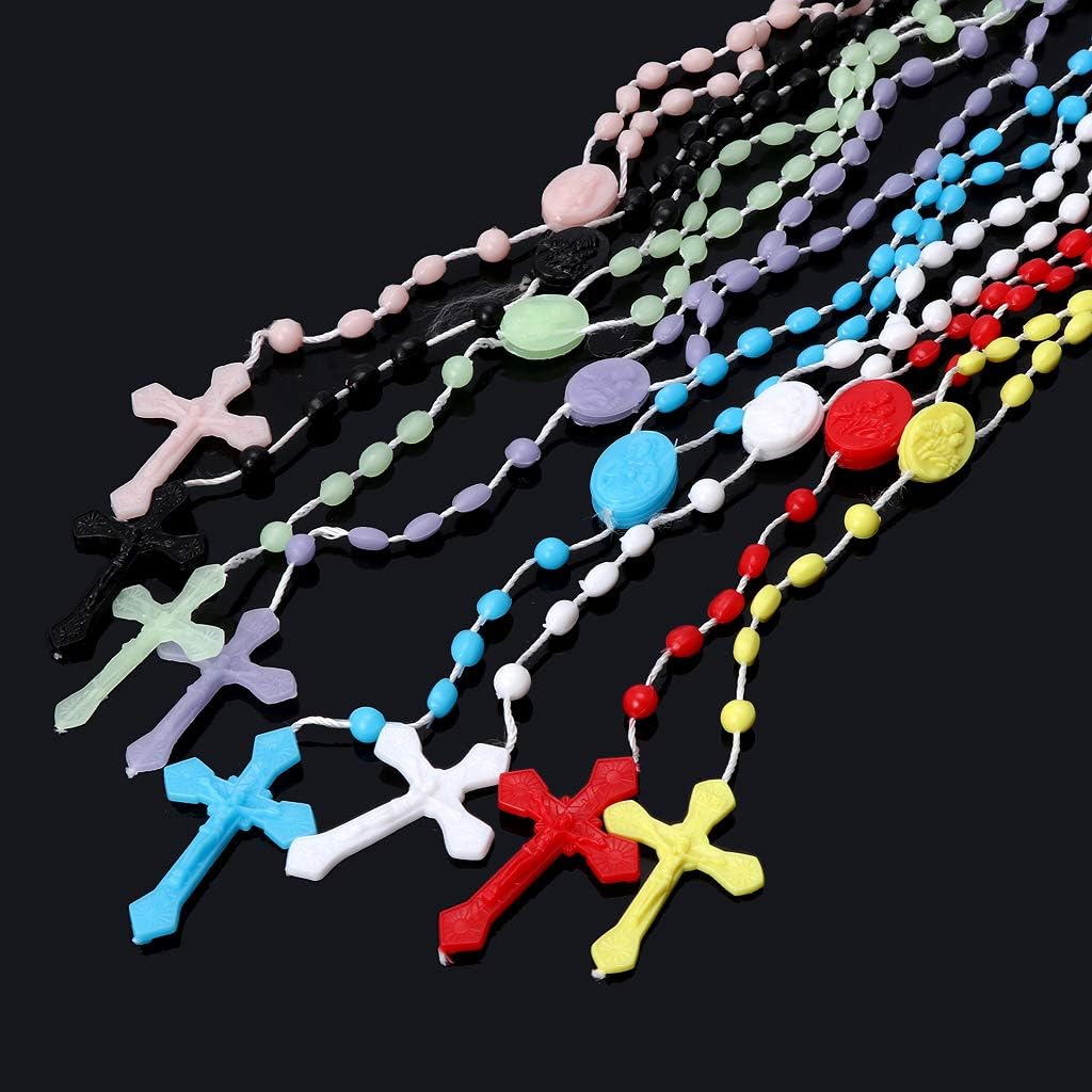 Plastic Rosary Beads Luminous Necklace Catholicism Prayer Religious Jewelry, Cross Necklace for Women, Cross Necklace for Men, Women's Chain Necklaces, Men's Necklaces - Image 2