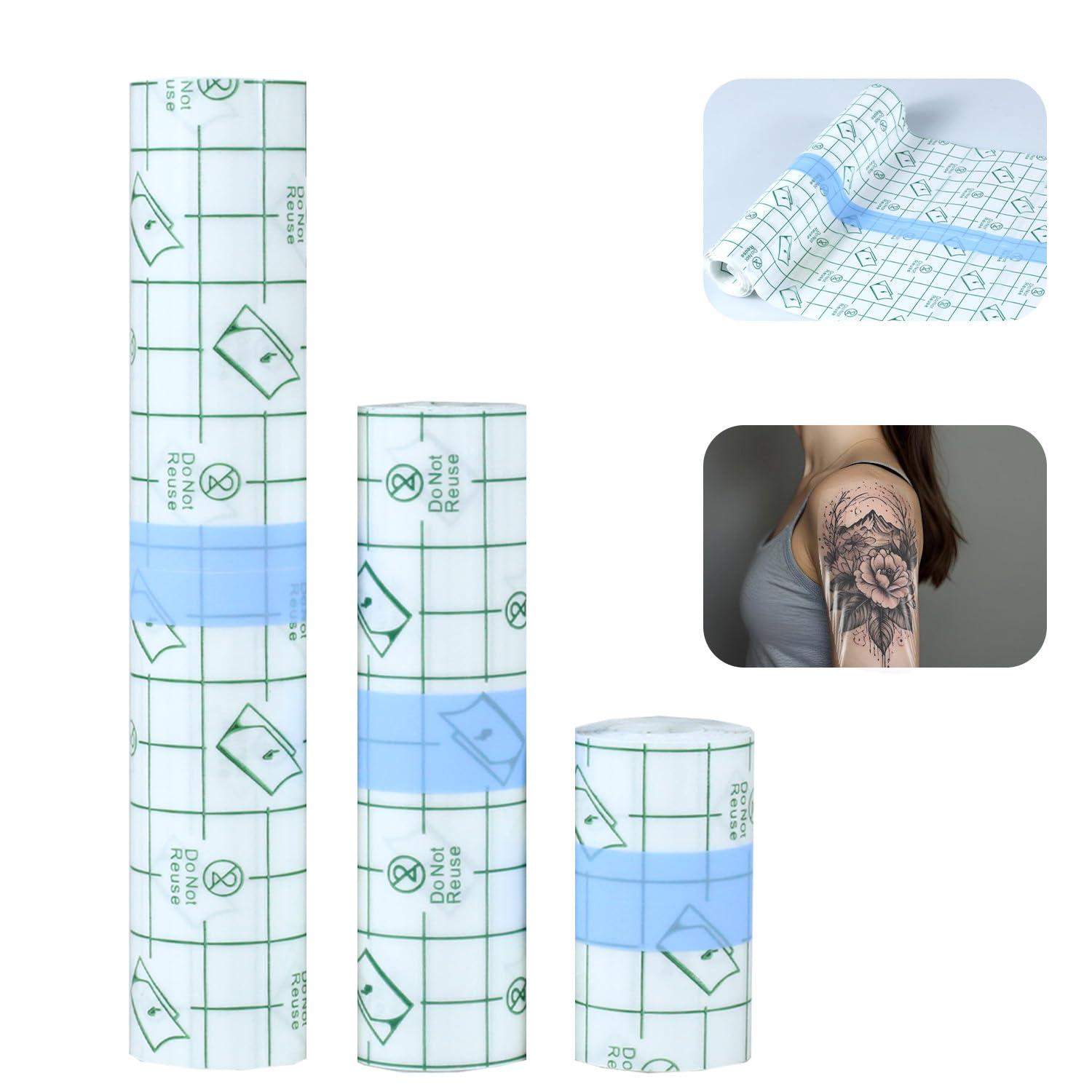 Benda Trasparente Impermeabile,15cm x 5 m Cerotti Elastici di Fissaggio Nastro Tatuaggio Aftercare Cerotto Impermeabile Bendaggio Antiallergico per Ferite Sport Bagno