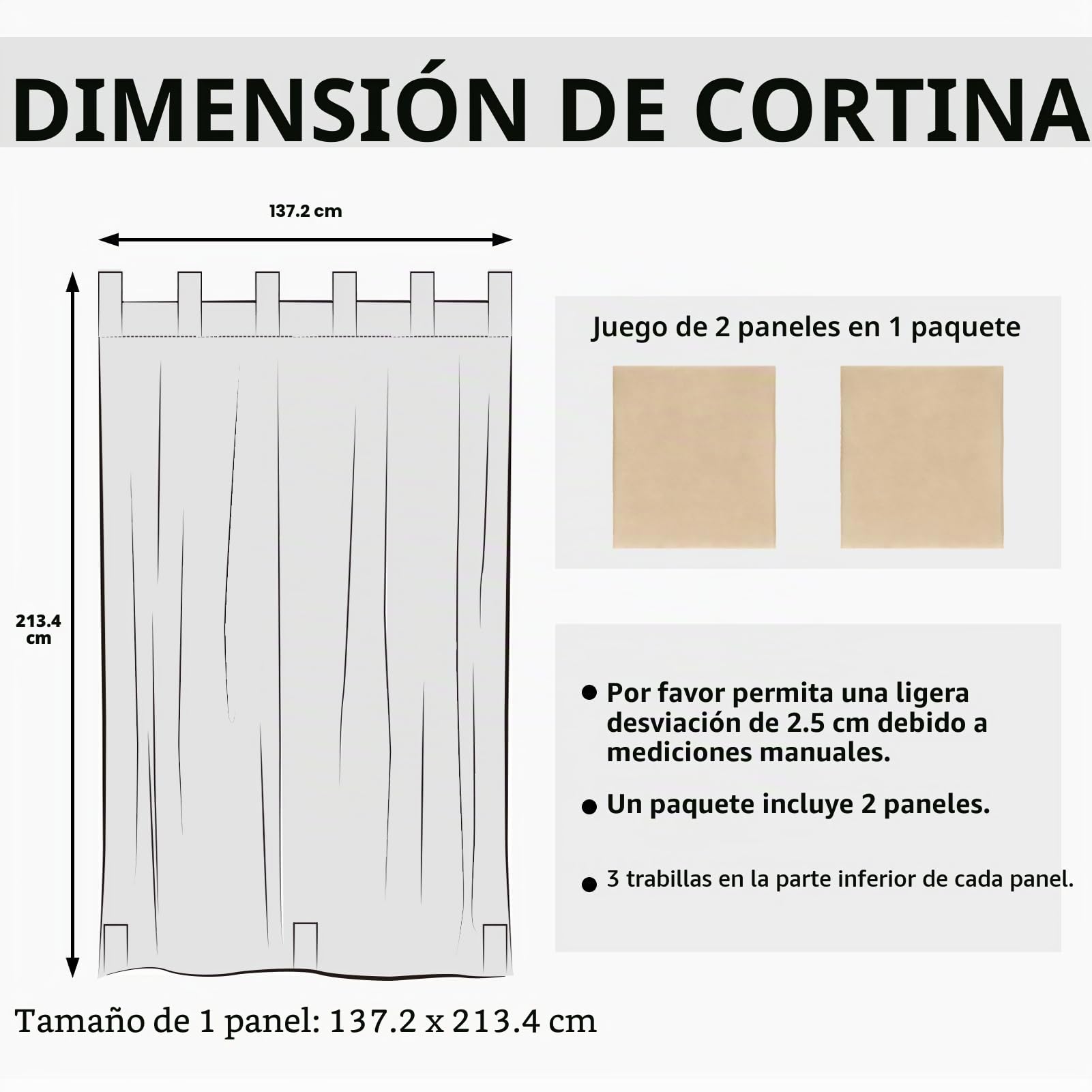 Easy-Going Cortinas de patio al aire libre, con pestaña superior, resistente al viento, a la intemperie, para cabaña, porche, pérgola y cenador, cortina con pestaña inferior, 2 paneles, 54 pulgadas de