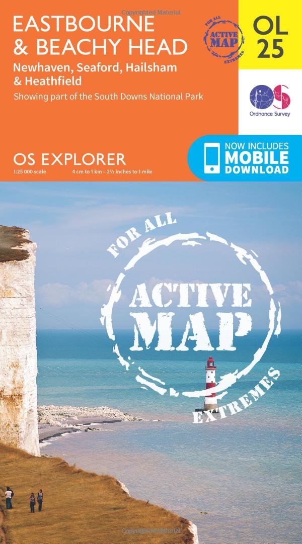 Eastbourne & Beachy Head Map | Weatherproof | Newhaven, Seaford, Hailsham & Heathfield | Ordnance Survey | OS Explorer Map Active OL25 | England | Walks | Hiking | Maps | Adventure