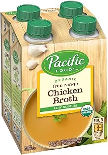 Pacific Foods Organic Free Range Low-Sodium Chicken Broth, 8-Ounce Cartons, 4 Count (6-Pack)