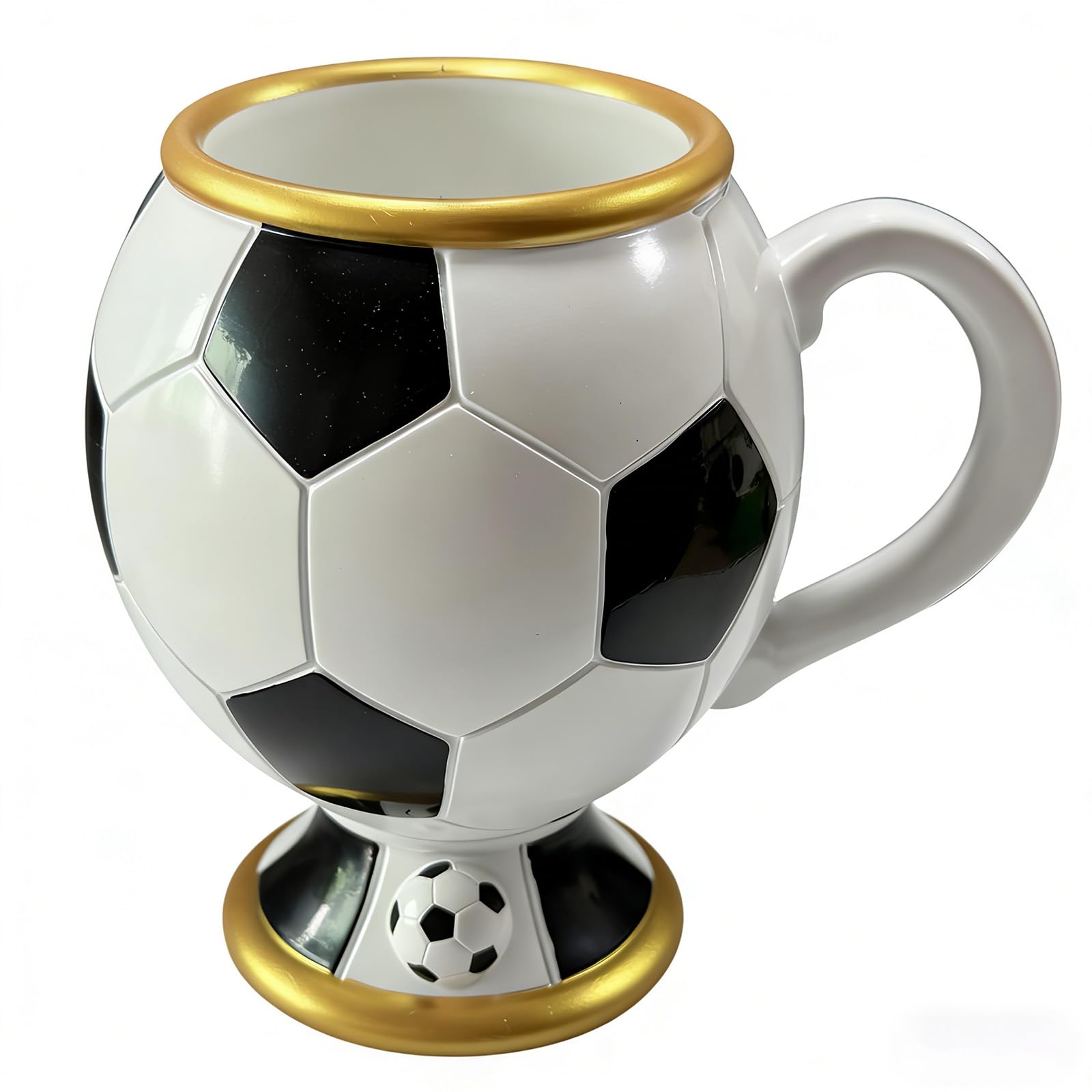 Taza térmica deportiva con forma de balón de fútbol, perfecta para oficinas y uso doméstico, taza interior de acero inoxidable, taza deportiva de resina con mango ergonómico y acero inoxidable