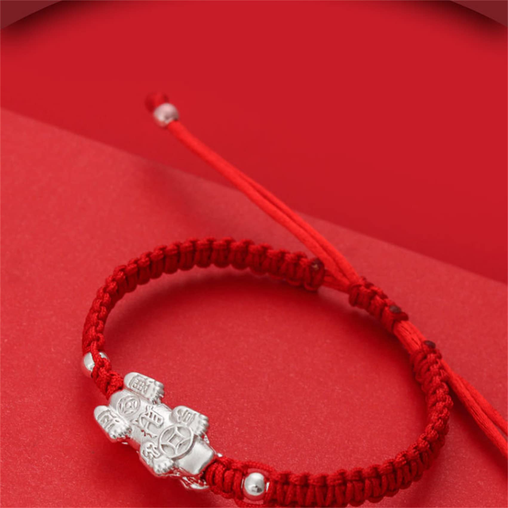 Amuleto Feng Shui Hilo Rojo/Piyao Pulsera de Riqueza Amuletos de la Suerte Pulsera de Plata Esterlina Pulsera de Chakra de Cristal Curativo Reiki Talismán para Prosperidad Dinero Buena Suerte