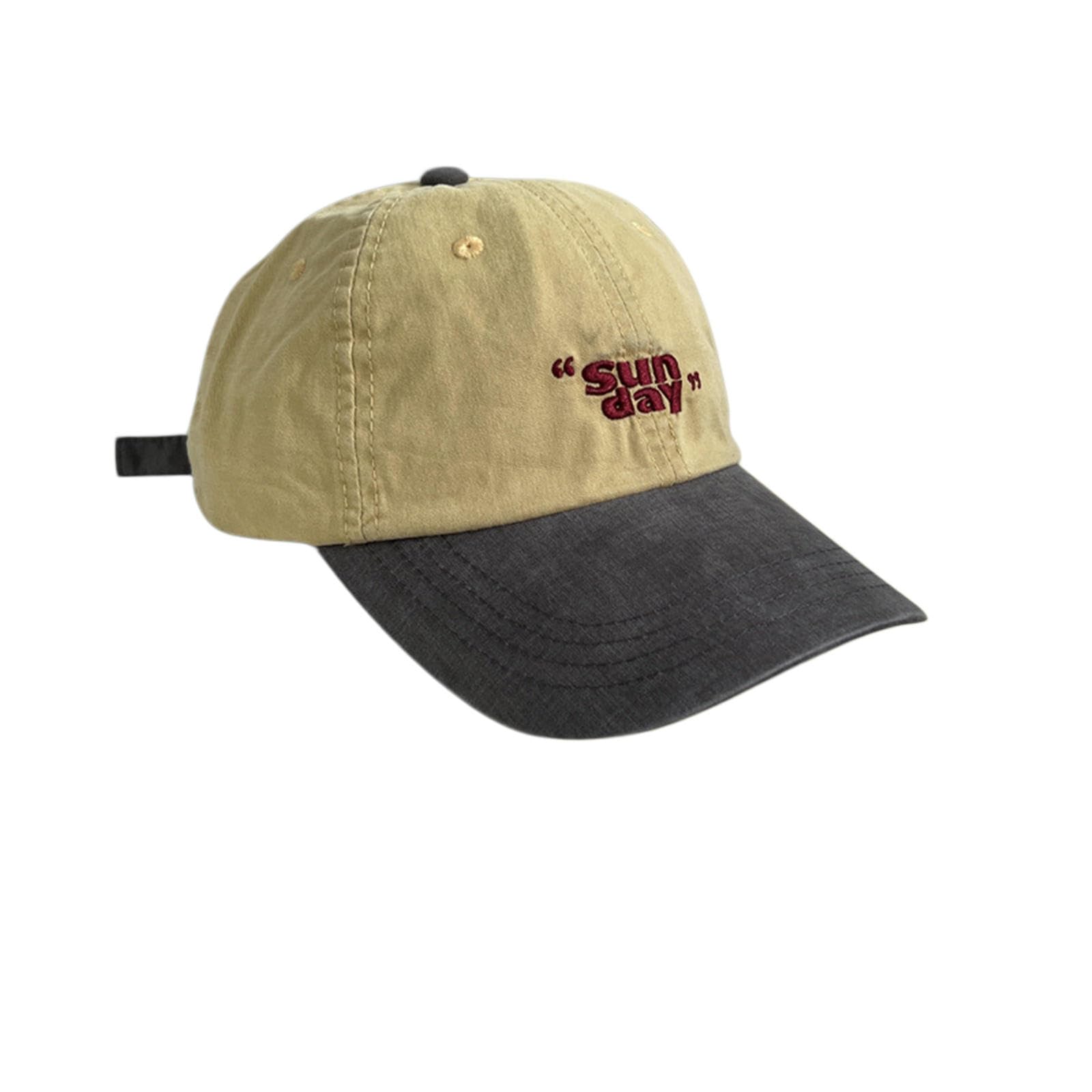 Gyios Cap Niche Color-blocking Design Baseball Hat Cotton Visors Vintage Snapback Style Teenagers Female-yellow