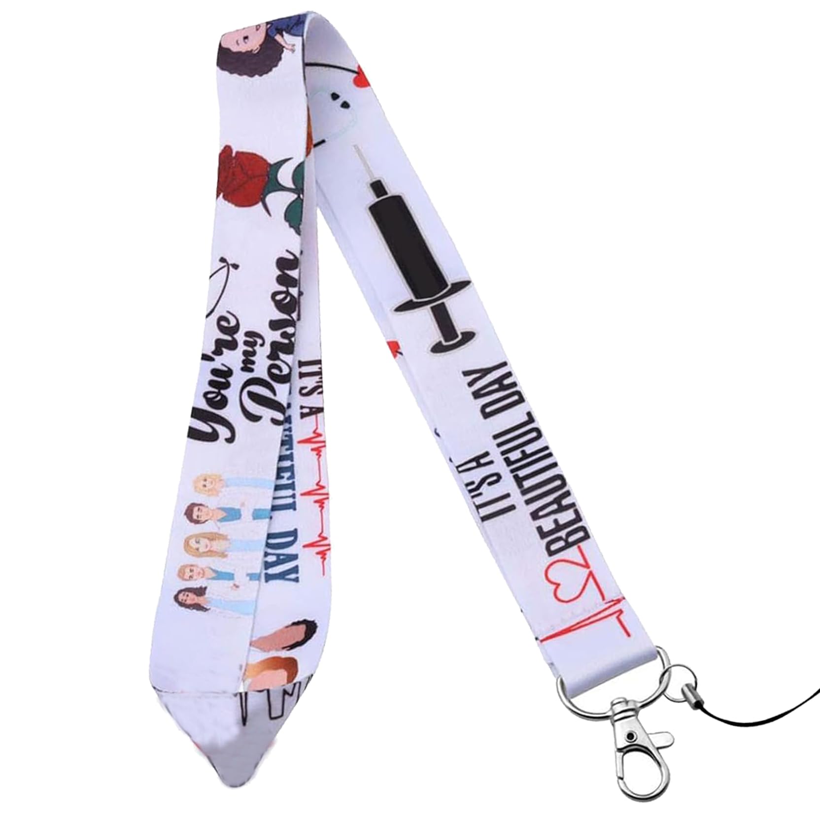 FEELMEM TV Show Anatomy Inspired Gift Stethoscope Heartbeat Charm TV Show Anatomy Medical Lanyard Key Chain ID Card Holder