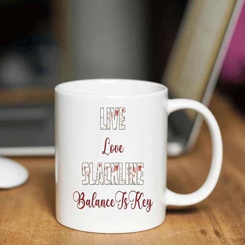 Miniatura 4 de Slackliner's Gift, Graduation Present for Brother - Heartbeat Shape Slackline, Men Women Gray 11 Oz White Ceramic Coffee Mug