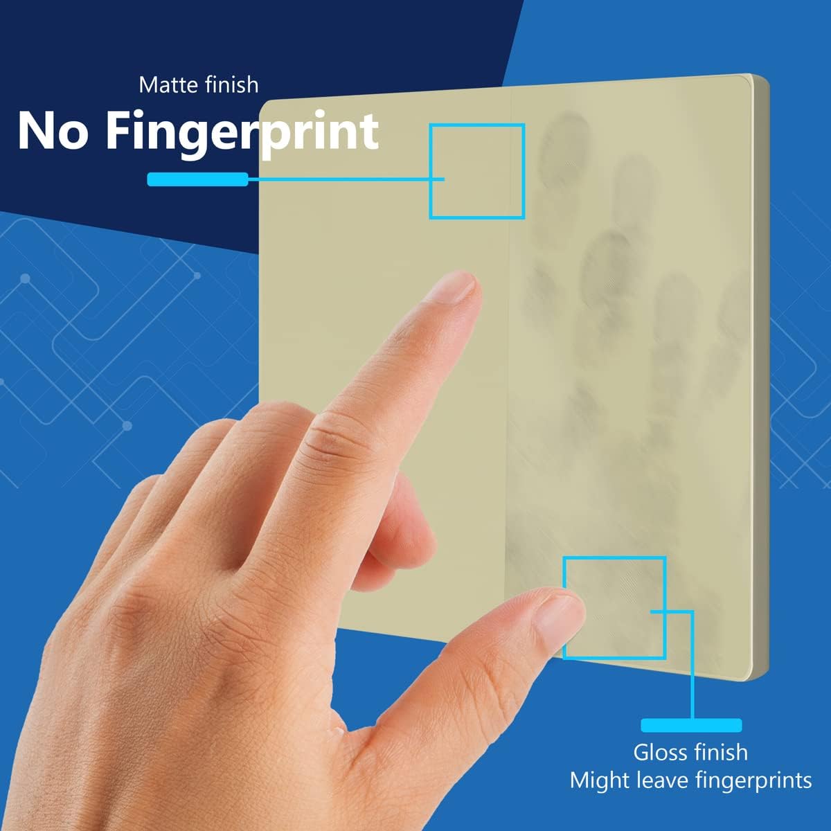 LIDER Double Blank Wall Plate, Temperature and Impact Resistant, UL Listed, Polycarbonate Thermoplastic, Screwless Design, Matte Finish, Modern Upgrade, Midsize, 2-Gang, 4.88” x 4.92”, Ivory, 10 Pack