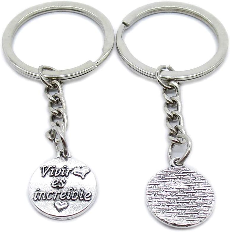 100 Pieces Keyring Keychain Wholesale Suppliers Jewelry Clasps YK1144 Vivir ES Increible Living is Incredible Tag