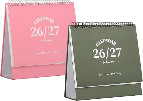 Miniatura 19 de Calendario de escritorio 2026-2027, calendario de 2 años desde enero de 2026 hasta diciembre de 2027, planificador mensual de mesa con calcomanías