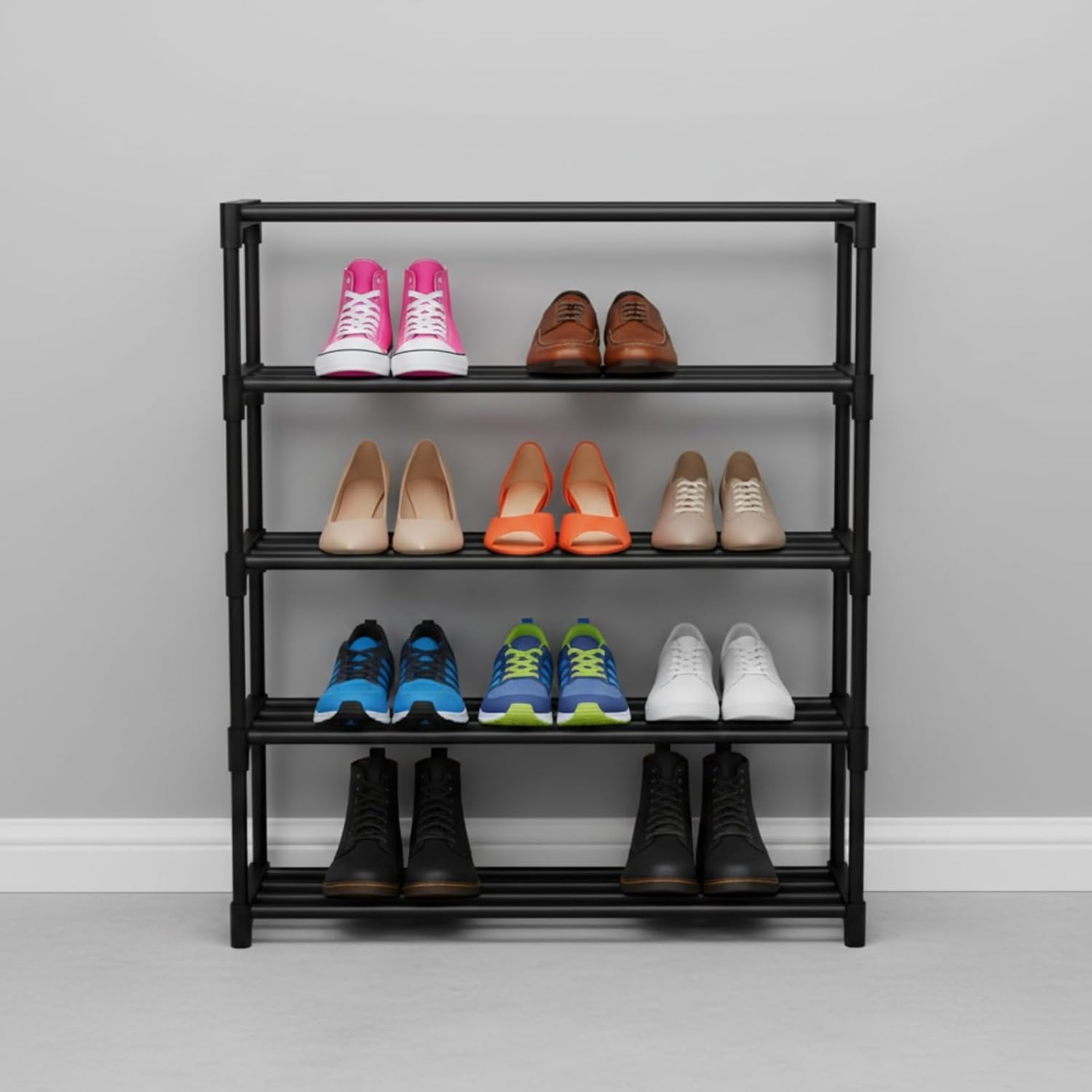 5 Layers Shoe Rack with Shelf | Foldable Plastic Shoe Rack with Shelves for Bedroom, Entryway & Living Room | Multipurpose Footwear Stand for Home (5 Shelf)-image-7