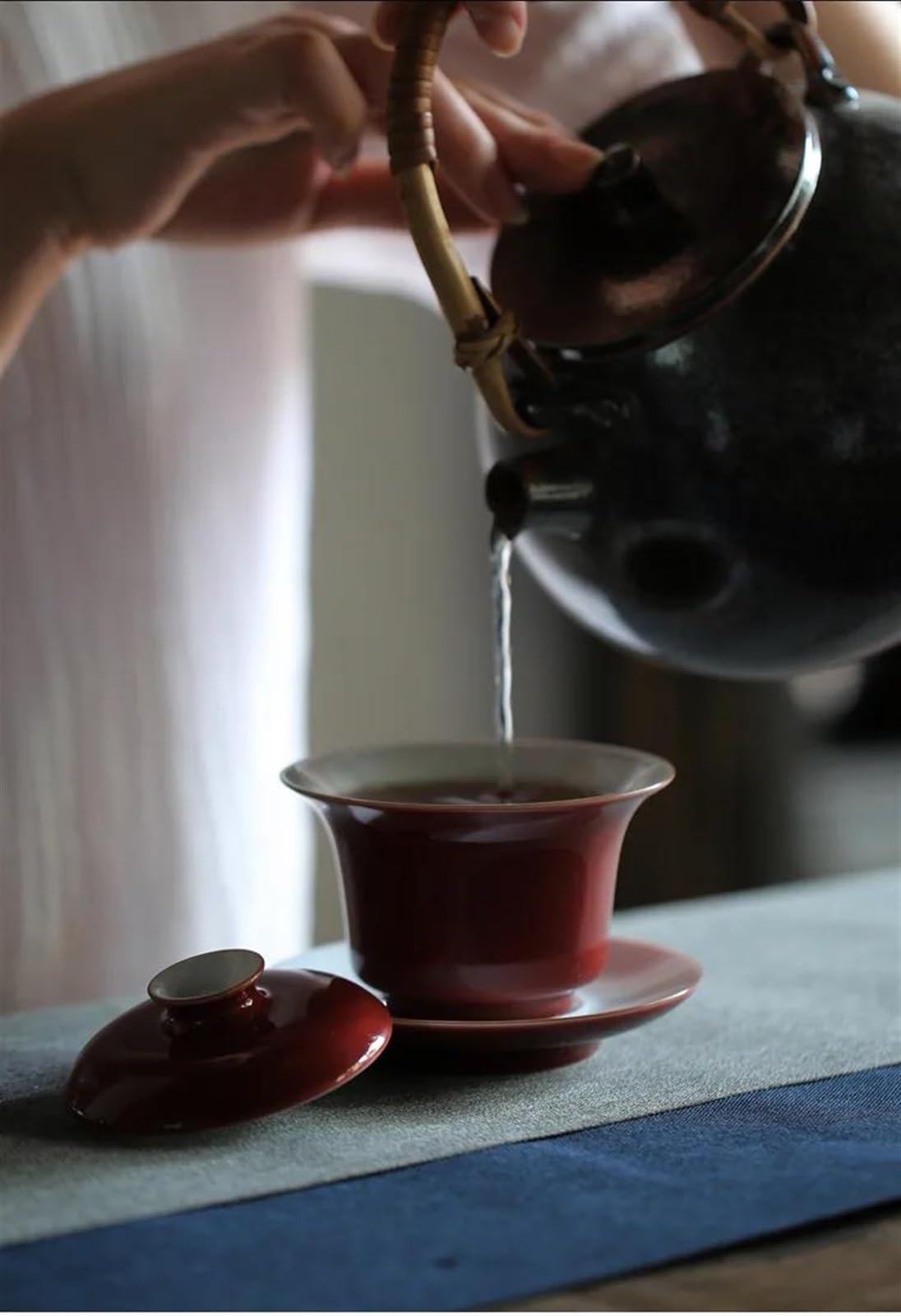 Teekanne, Reise-Teesets, Nachmittagstee-Set (140 ml), Kung-Fu-Teeset, Gaiwan-Tasse, handbemalt, Elegante Teekanne aus Jingdezhen, Wasserkocher, Kaffeetasse, chinesische Teekanne